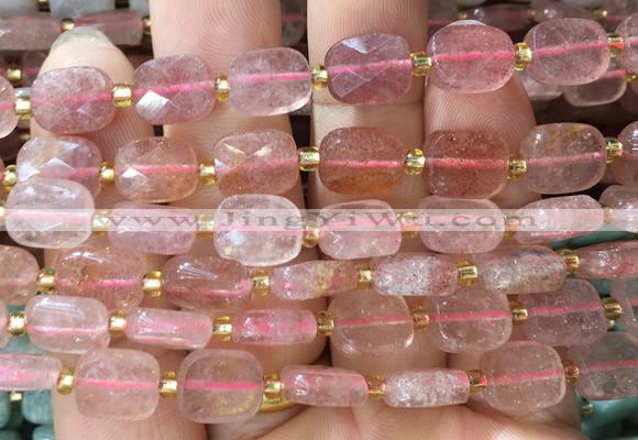RTBS07 15 inches 8*10mm faceted rectangle red strawberry quartz beads wholesale