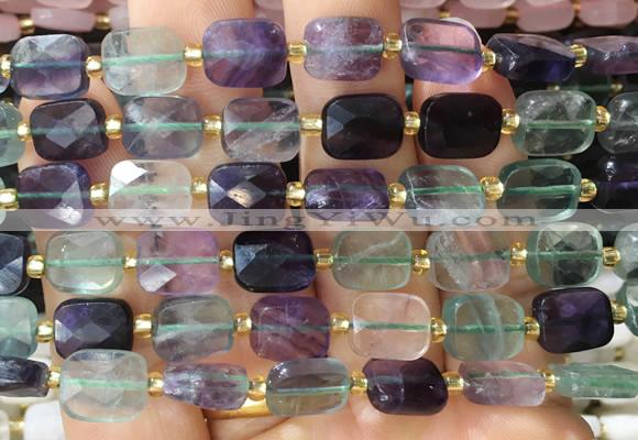 RTBS10 15 inches 8*10mm faceted rectangle fluorite beads wholesale