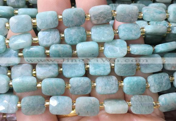 RTBS15 15 inches 8*10mm faceted rectangle amazonite beads wholesale