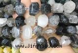 RUBS01 15 inches 12*16mm - 13*18mm faceted nuggets black rutilated quartz beads