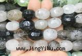 RUBS02 15 inches 12*16mm - 13*18mm faceted nuggets black rutilated quartz beads