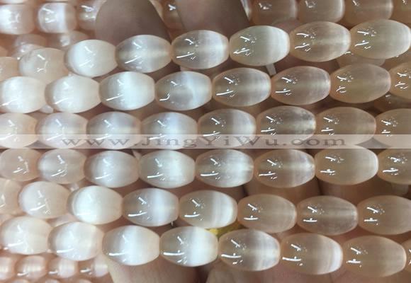 SEBS124 15 inches 8*12mm rice selenite gemstone beads wholesale