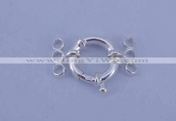 SSC212 5pcs three-strand 14.5mm sterling silver spring rings clasps