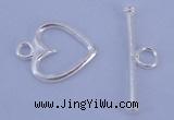 SSC28 5pcs 11*14mm heart 925 sterling silver toggle clasps