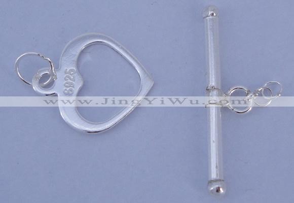 SSC29 5pcs 14*16mm heart 925 sterling silver toggle clasps