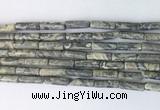 TBBS21 15 inches 4*13mm tube grey picture jasper gemstone beads