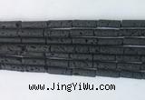TBBS24 15 inches 4*13mm tube black lava gemstone beads