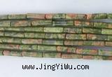 TBBS33 15 inches 4*13mm tube unakite gemstone beads