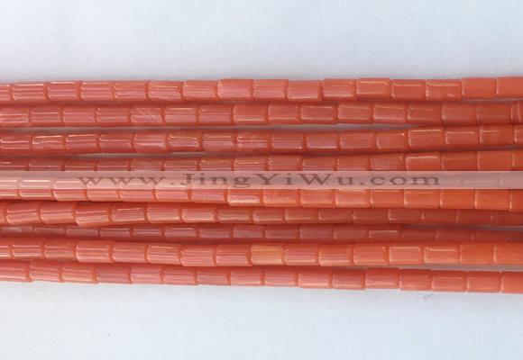 TBBS38 15 inches 4*6mm tube synthetic coral gemstone beads
