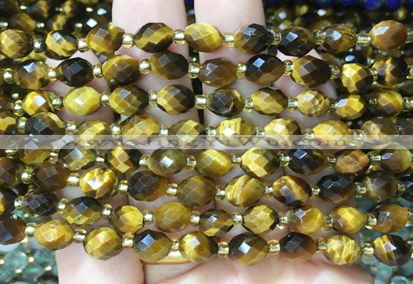 TEBS51 15 inches 6*8mm faceted rice yellow tiger eye beads wholesale