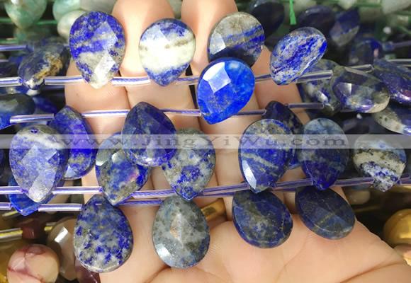 TRBS100 Top drilled 13*18mm faceted flat teardrop Lapis lazuli beads wholesale