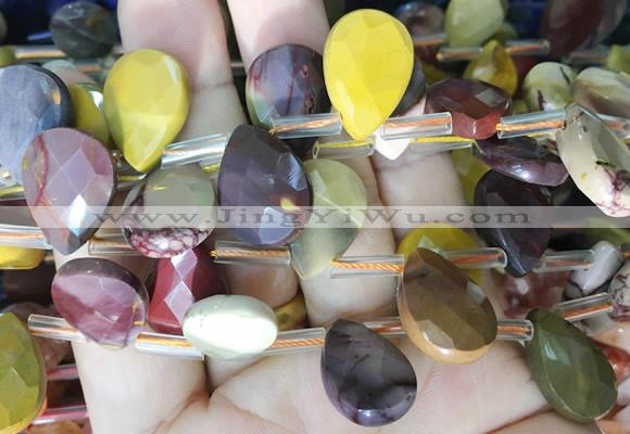 TRBS103 Top drilled 13*18mm faceted flat teardrop mookaite beads wholesale