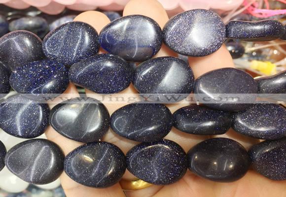 TRBS122 15 inches 13*18mm flat teardrop twist Blue goldstone beads wholesale