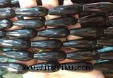 TRBS73 15 inches 10*30mm faceted teardrop black obsidian beads wholesale