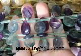 TRBS96 Top drilled 13*18mm faceted flat teardrop fluorite beads wholesale