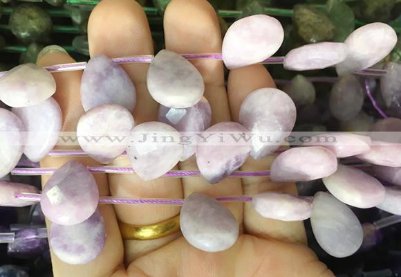 TRBS97 Top drilled 13*18mm faceted flat teardrop purple Lepidolite beads wholesale