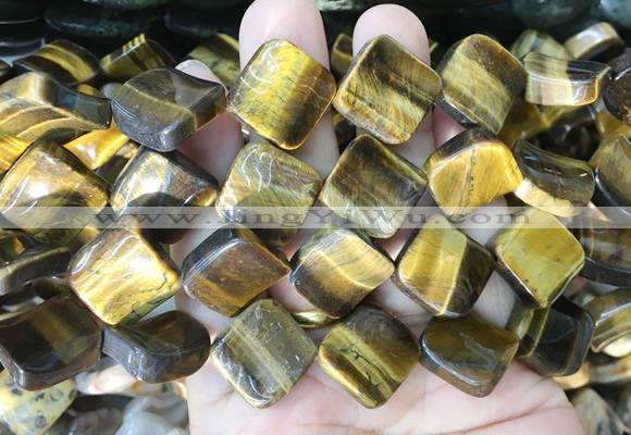 TWBS87 15 inches 16mm twist diamond yellow tiger eye beads wholesale