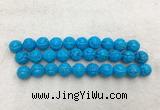 WBBS48 14mm carved round loose howlite turquoise gemstone beads wholesale