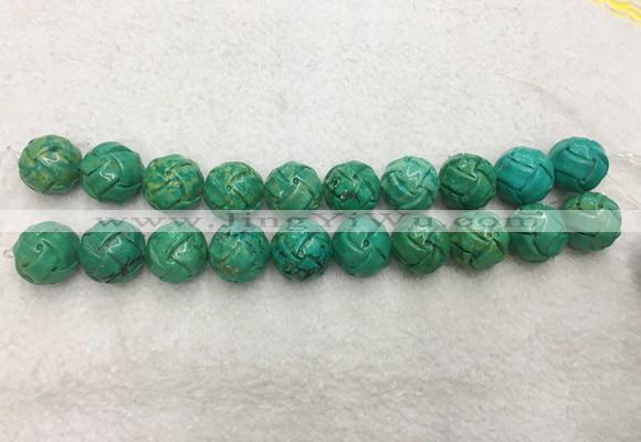 WBBS60 20mm carved round loose howlite turquoise gemstone beads wholesale